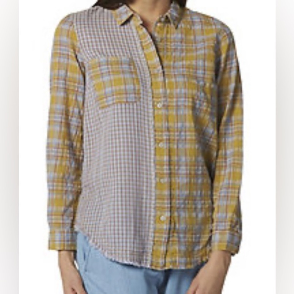 Given Kale Women's Mixed-Plaid Long-Sleeved Boyfriend Shirt - Picture 9 of 10